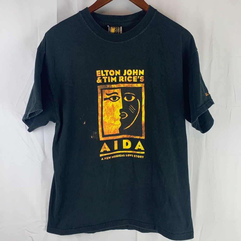 Elton John Tim Rice Aida Musical T-Shirt Large Black Tour Tee Buena Vista‎ 2002
